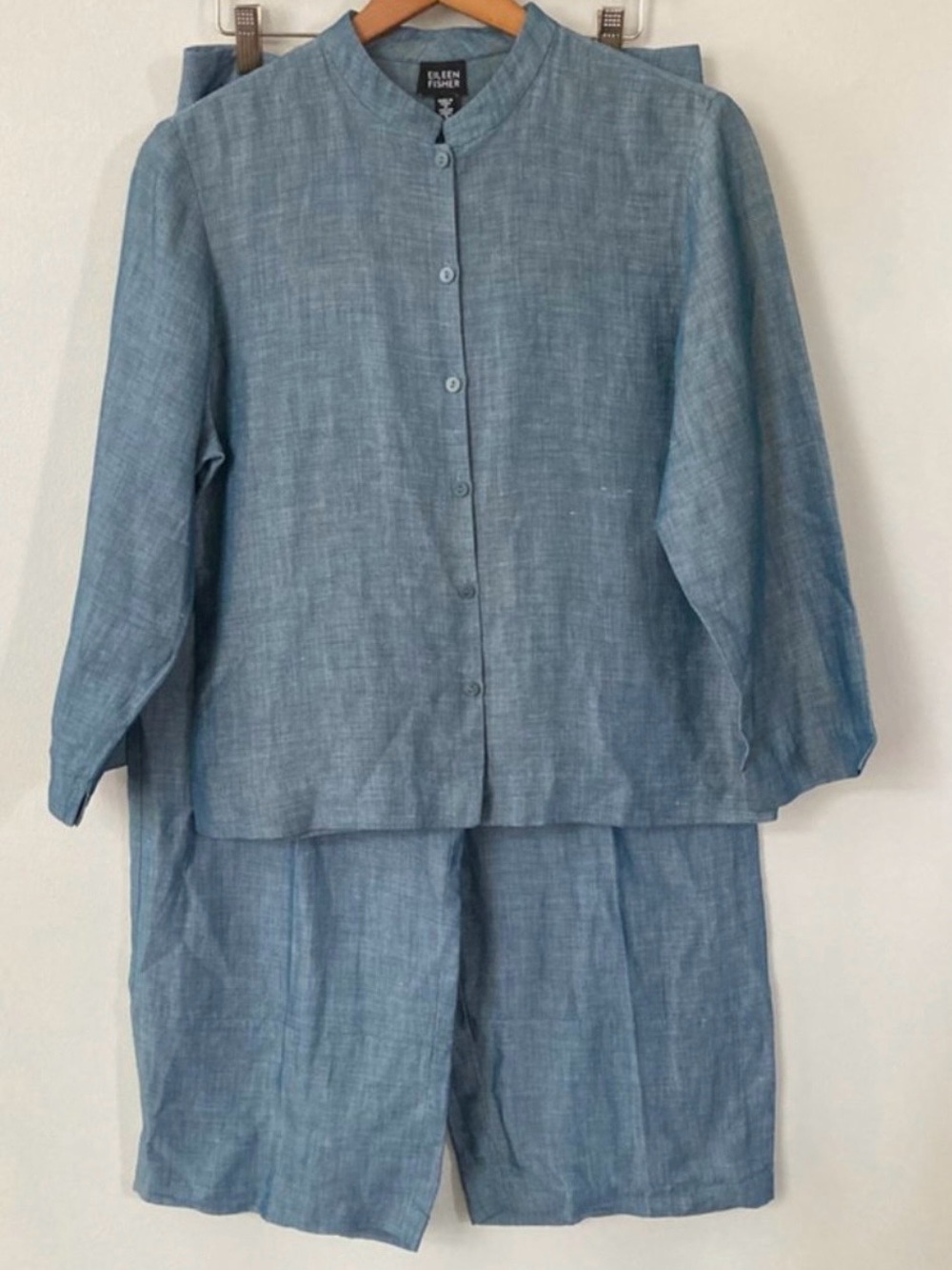 Eileen Fisher Linen Blend Outfit Set Top & Pants